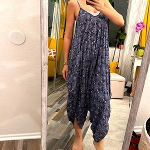 Sans Sousi Strappy Morrocan jumpsuit Dress blue white lightweight